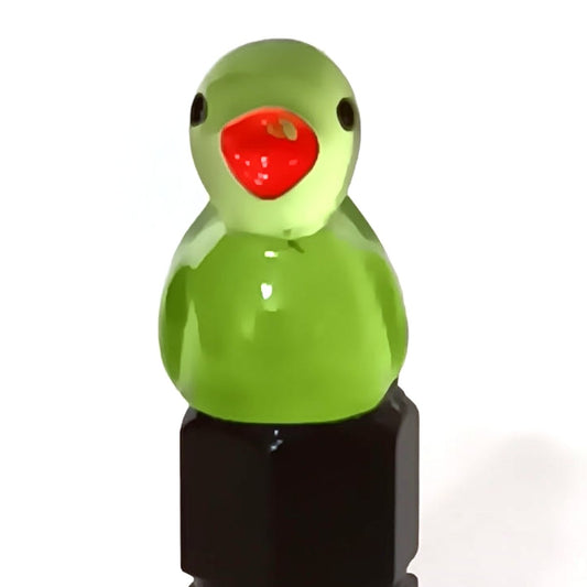 Olive green duck valve stem cap wearing tiny sunglasses