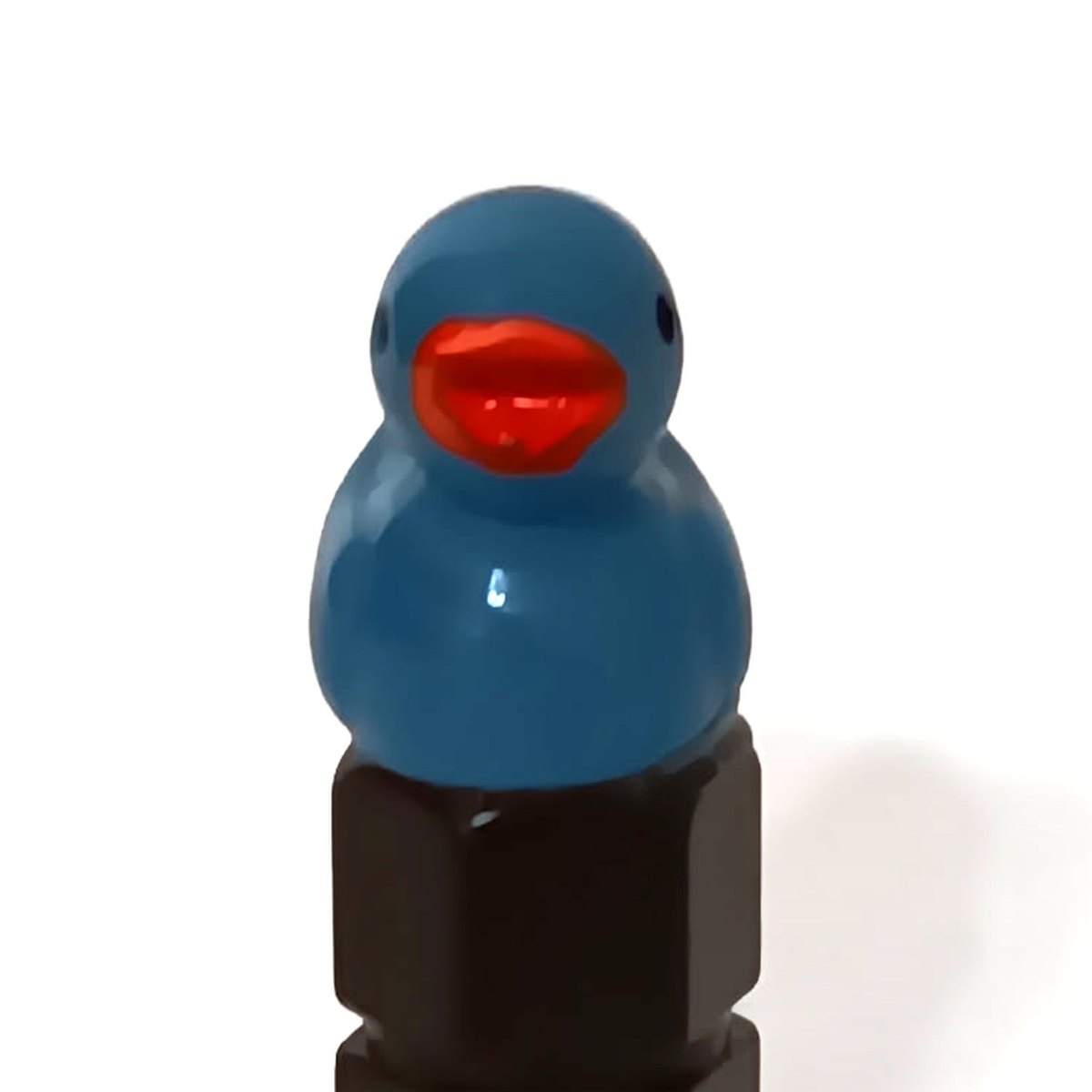 Steel blue duck valve stem cap
